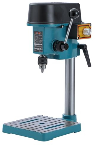 KATSU Mini-Tischbohrständer 100 W mit voll einstellbarer Geschwindigkeit und 6-mm-Bohrfutter, Säulenbohrmaschine Werkbank-Reparatur Werkzeug für Holz, Metall und Kunststoff