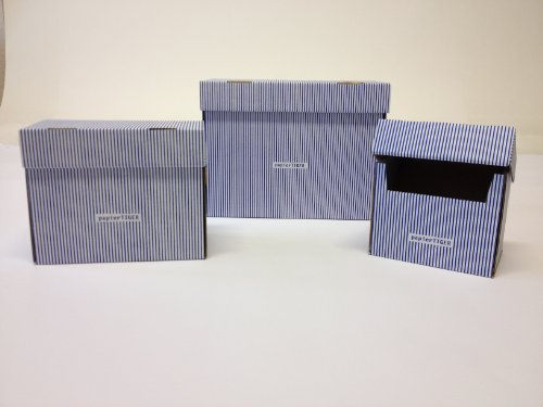 5 Papiertiger Karteikästen A6 Karton Design weißblau faltbar passend für bis zu 300 Karteikarten