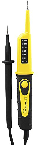 Trotec Spannungsprüfer BE17 – 2-polig AC/DC 12-400 V – FI-/RCD-Test 30 mA – LED Anzeige – IP64 – CAT III 400 V – staub- & spritzwassergeschützt