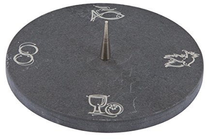 Butzon & Bercker Schieferleuchter – Kerzenleuchter aus Natur-Schiefer, mit Vier Symbolen, Durchmesser 13 cm | Deko Kerzenhalter für Zuhause & Kirche