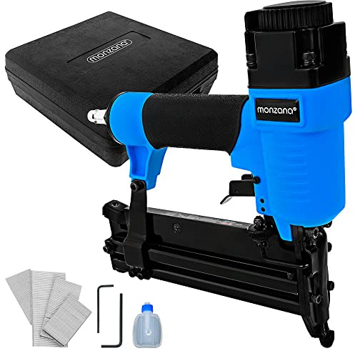 MONZANA® Drucklufttacker 2in1 1/4' 7,5bar Füllstandsanzeige Koffer inkl. Klammern und Nägel Druckluftnagler Klammergerät