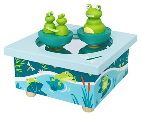 Trousselier 6295005 Spieluhr mit tanzenden Figuren für Kinder, Frösche, magnetisch, Musikbox, Musikspieluhr