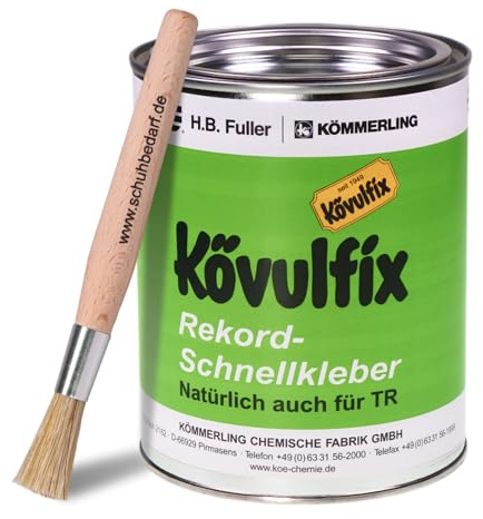 Kövulfix Kontaktkleber - Extragroße Dose Veganer Kraftkleber - 600g Kövulfix Rekord Schuhkleber extra stark wasserfest mit Klebstoffpinsel - der flexible Sohlenkleber Lederkleber made in Germany