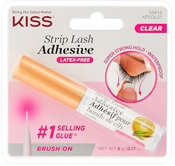 KISS Lash Glue Clear, Transparent, 5 g Wimpernkleber mit Aloe, wasserfest, formaldehyd- und latexfrei, geruchsfrei, tierversuchsfrei, superstarker Wimpernkleber mit Pinselapplikator