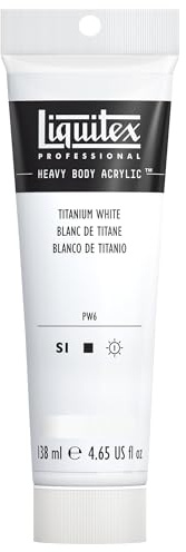 Liquitex 1047432 Professional Heavy Body Acrylfarbe in Künstlerqualität mit ausgezeichneter Lichtechtheit in buttriger Konsistenz, 138ml Tube - Titanweiß