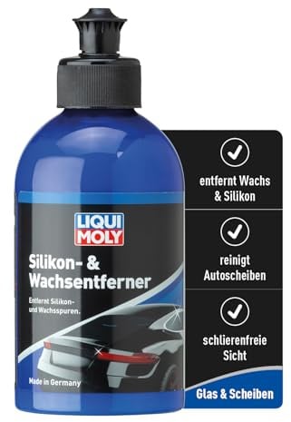 LIQUI MOLY Silikon- & Wachsentferner, Art.-Nr. 1555 I 250 ml reinigender Silikonentferner flüssig für Glas-, Lack- & Chromteile I Schlierenfreie Sicht und mehr Sicherheit I Silikonreiniger