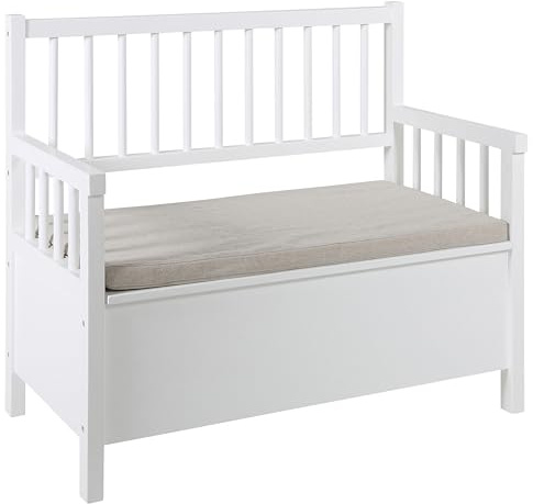 AC Design Furniture Thomas Bank mit Aufbewahrung, B: 90 x T:48 x H: 85 cm, Weiß, Holz, 1 Stk