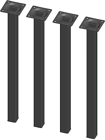 Element System 4 Stück Stahlrohrfüße eckig, Tischbeine, Möbelfüße inklusive Anschraubplatte, 40 cm, 10 Abmessungen, schwarz, 4 farben, 18133-00302