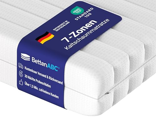 Betten-ABC - Matratze (KSP-500) - 90x200 cm (H3) - 7-Zonen Matratze aus Kaltschaum - Hypoallergen & Antibakteriell - Oeko-TEX® Zertifiziert - Bezug abnehmbar & waschbar - Lieferung per Paket