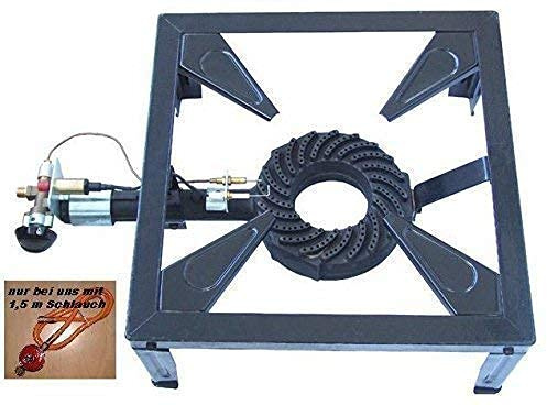 Gas-Hockerkocher 10,5 KW Profi Hockerkocher mit Zündsicherung und Piezozünder inkl. 1,5 m Schlauch u. Regler.