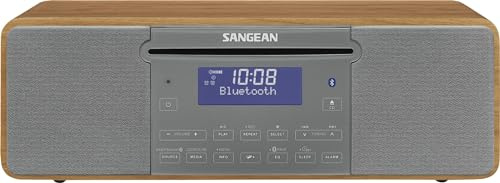 Sangean DDR-47 Musiksystem - DAB + Radio mit FM, Bluetooth, CD und mehr - Inklusive Fernbedienung - Holz/Grau