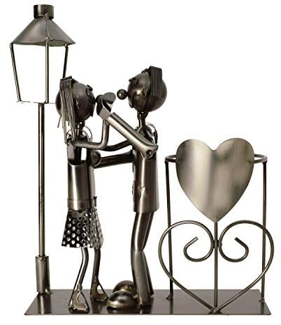 Michel Toys Flaschenhalter Tanzpaar mit Laterne für Teelicht, Kerze, Metall, Silber