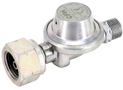 CFH Gasdruckregler DR 114, 2,5 bar, für Gaslötgeräte & Abflammgeräte | Für 5, 11 und 33 kg Propangasflaschen mit DE/AT-Anschluss, Eingang G.5, Ausgang H.6 (G 3/8 LH), DVGW geprüft