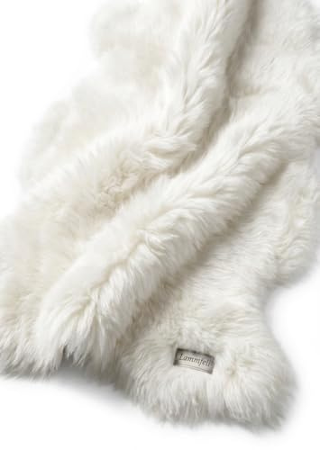 LANAMED Premium Lammfell weiß 110cm - echtes Merino Schaffell | Superzartes Kuschelfell, echtes geruchsfreies Lammfell. warm im Winter und kühlend im Sommer