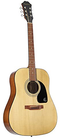 Epiphone DR-100 Dreadnaught Akustik-Gitarre (Naturlack, Mahagoni Korpus, Ausgewählte Fichtendecke, 25.5 Mensur, Palisander Griffbrett)