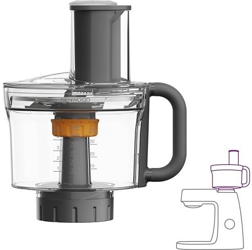 Kenwood MultiPro KAH65.000PL Multi-Zerkleinerer, Zubehör für Kenwood Chef & Chef XL Küchenmaschinen, 5 Arbeitsscheiben für Reiben, Raspeln, Schneiden, Edelstahl-Messer, 1,2 L Fassungsvermögen, Silber