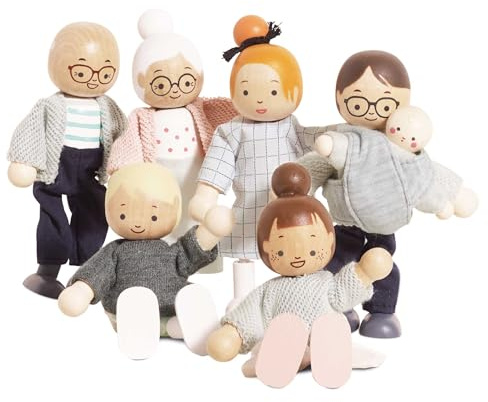 Le Toy Van – „Meine Puppenfamilie“ Spielset aus Holz für Puppenhäuser | Daisylane Zubehörsets für Puppenhäuser für Mädchen – Geeignet für Kinder ab 3 Jahren, P053