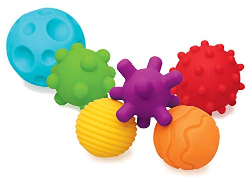 INFANTINO Texturierte Bälle im Set für die Sensorische Entwicklung für Kinder ab Monaten, Multicolored, 6 Stück