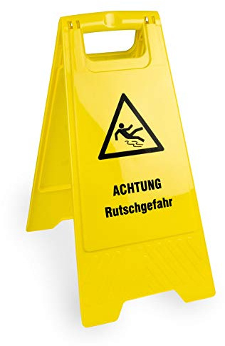 SemyTop - Aufsteller Achtung Rutschgefahr in Gelb - Rutschgefahr Schild - Warnschild Rutschgefahr - 61 cm - 1 Aufsteller