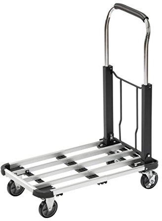 Meister Transportwagen – bis 150 kg Tragkraft – klappbar | Klappwagen aus Aluminium – Feststellbremse – höhenverstellbarer Griff – Transporthilfe mit Lenkrollen – Paketwagen