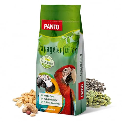 PANTO Papageienfutter mit Pluramin 20 kg – Saatenmischung mit Nüssen | Klassische Saatenmischung mit Nüssen, Vitaminen & Mineralstoffen – ausgewogenes Vogelfutter für Papageien & Sittiche