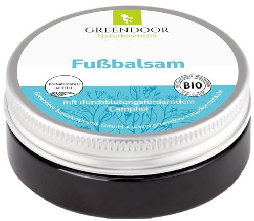 GREENDOOR Bio Fussbalsam 50ml, Fusscreme Schrundensalbe, 4 fache Ergiebigkeit, Naturkosmetik, natürlicher Fuß Balsam, Fuss-Pflege Creme anti Fussgeruch