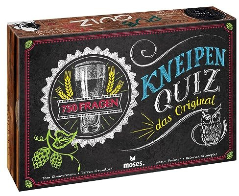 moses. Kneipenquiz – Das Original, Pub Quiz Spiel, Kooperatives Gesellschaftsspiel für Erwachsene in 3 Schwierigkeitsstufen, Allgemeinwissens ab 16 Jahren mit 750 kniffligen Fragen