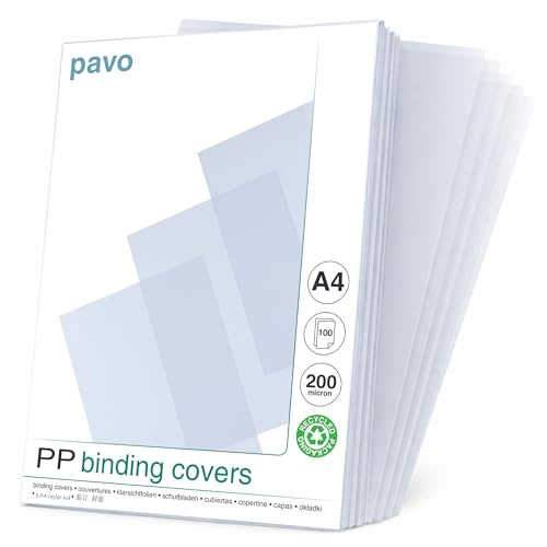 Pavo - Einbanddeckel-Klarsichtfolie A4, PP-Folie, 200mic, 100-er Pack, transparent