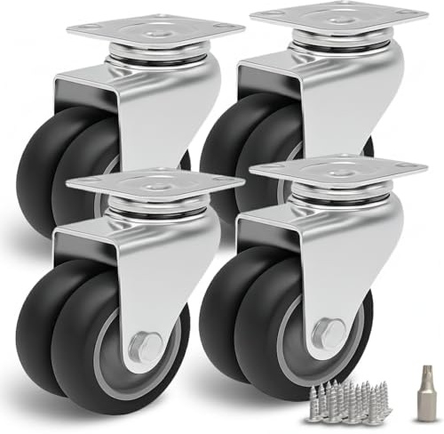 PRIOstahl Möbelrolle 50mm Set Schwerlastrolle Lenkrolle mit Bremse - Transportrolle 100Kg pro Doppelrolle Laufrolle für mobile Werkbank Strandkorb Tischkreissäge Möbelroller Palettenmöbel Hochbeet