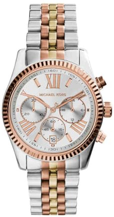 Michael Kors Lexington Chronograph Quarzuhr mit Silber- und Goldtönen Edelstahlarmband für Damen MK5735