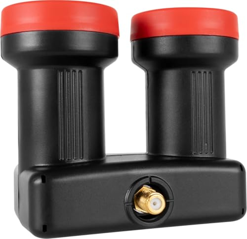 Megasat Diavolo Monoblock Single LNB – Universal LNB (geeignet für Astra und Hotbird, integrierter DiSEqC-Schalter, 1 Teilnehmer) – Schwarz/Rot