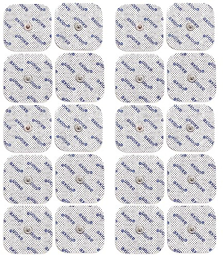20 Elektroden Pads 5x5cm mit 3,5 mm Druckknopf - Medizinprodukt von axion | Kompatibel mit Beurer TENS-Gerät & EMS-Muskelstimulator (bsp. EM49, EM56) & Sanitas (bsp. SEM43, SEM44). Wiederverwendbar