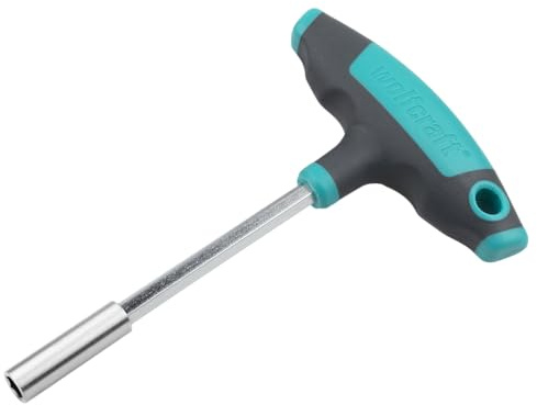 wolfcraft T-Griff Handschraubendreher mit Bitaufnahme - T-Griff Bithalter, Sechskant-1/4-Schnellwechsel, Ergonomischer 2-Komponenten-Griff, Für optimale Kraftübertragung - 1235000