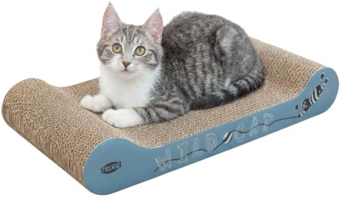 TRIXIE Kratzpappe Wild Cat – Kratzbrett für Katzen aus stabiler Wellpappe mit Katzenminze - 41 × 24 × 7 cm - zur Krallenpflege & Beschäftigung - 48000