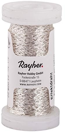 UNKNOWN Rayher 2426022 Effektdraht, 0,25 mm ø, silberfarben, Spule 60 m, im SB-Beutel, Grundmaterial Messing, feiner Draht zum Basteln, Bindedraht, Wickeldraht, Schmuckdraht