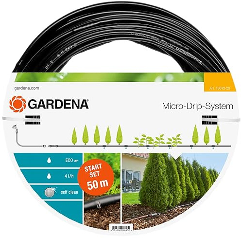 Gardena Start Set Pflanzreihen L: Micro-Drip-Gartenbewässerungssystem zur schonenden, wassersparenden Bewässerung von Reihenpflanzungen (13013-20)