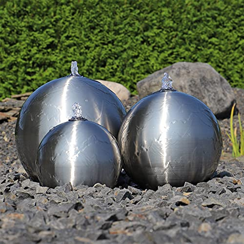 CLGarden Edelstahl Kugelbrunnen ESB2 Springbrunnen 3 Kugeln mit LED Beleuchtung Set für Aussenbereich Garten