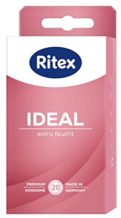 Ritex Kondome Ideal – extra feucht, mit viel Gleitgel, vegan – 20 Stück | Mit Gleitgel für entspannten & intensiven Sex – dermatologisch getestet, Made in Germany