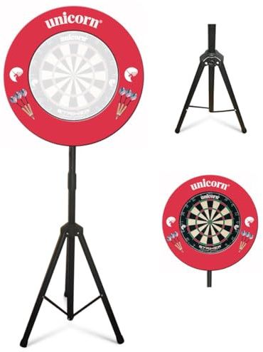 Dartmate-Ständer mit Einhornmotiv, freistehendes Dreibein, zusammenklappbar und tragbar