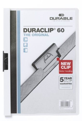 Durable Klemm-Mappe Duraclip Original 60 (für 1-60 Blatt A4), 25 Stück, weiß, 220902