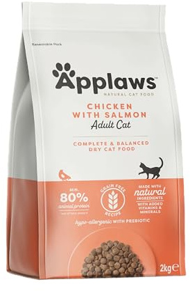 Applaws Katzentrockenfutter Adult, Huhn mit extra Lachs, getreidefrei und komplett 2kg (1 Packung)