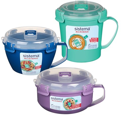 Sistema Mikrowellen-Behälter | Mikrowellen-SuppentassePorridge-Schale & Nudel-Schale | Mikrowellengeeignete Lebensmittelbehälter mit Dampfventil | 3 Stück
