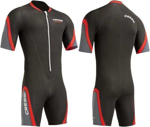 Cressi Playa Man Shorty Wetsuit – Kurzer Neoprenanzug 2.5mm aus Hochelastischem für Herren, Schwarz/Rot, L