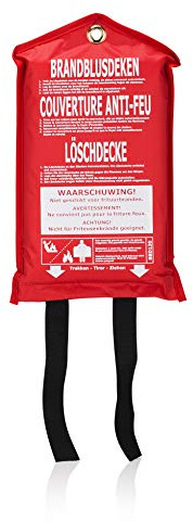 Smartwares Feuerlöschdecke – 100 x 100 cm – Glasfasertuch – zur ersten Hilfe – inkl. Schutztasche mit Öse zur Aufhängung – nach EN1869:1997-10.014.60