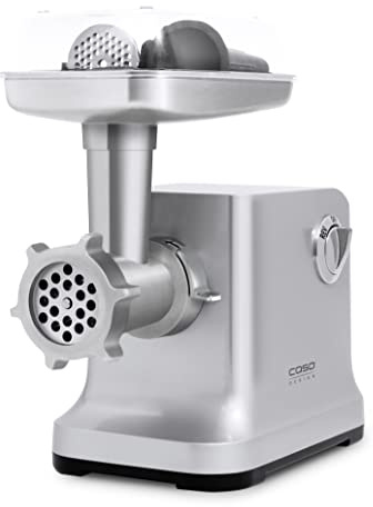 Caso FW2000 Elektrischer Fleischwolf, Testsieger Haus & Garten Test, inkl. Spritzgebäck, Aufsatz 800 W nominal, 2000 W locked, ca. 2kg/ Minute, Alu Guss Gehäuse
