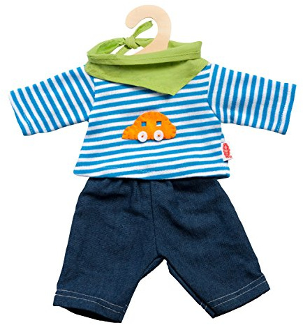 Heless 2315 - Bekleidungs-Set für Puppen, 3 teilig mit Jeans, Streifenshirt und pfiffigem Halstuch, Größe 35 - 45 cm
