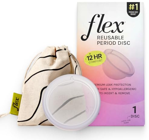 Wiederverwendbare Flex-Disc | wiederverwendbare Menstruationsscheibe | Tampon-Alternative | Fassungsvermögen von 6 Super-Tampons | Inklusive Tragetasche und 2 kostenlosen Einweg-Discs