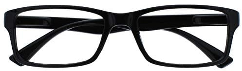 OPULIZE PEP Lesebrille für Damen und Herren - Große Rechteckige Brille - Komfortable Federscharniere - Kratzfest - Schwarz - UVR +1.00