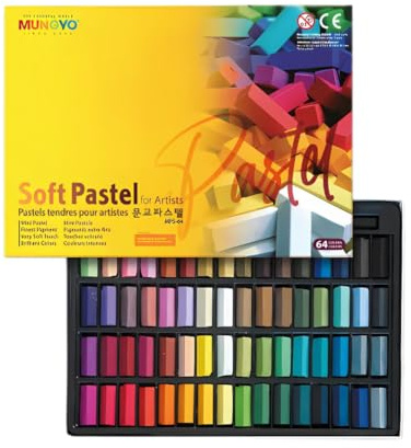 Mungyo Non Toxic Square Chalk, Soft Pastel, 64 Pack, Assorted Colors (B441R078-7003A)