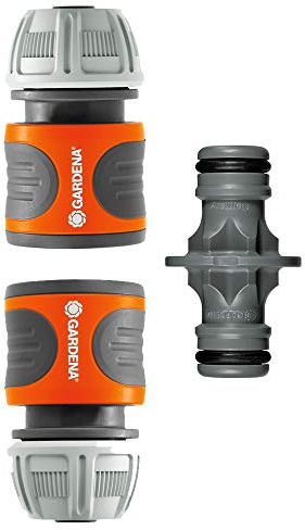 Gardena Kupplungs-Satz: Schlauchkupplung zur Schlauchverlängerung 13 mm (1/2 Zoll) und 15 mm (5/8 Zoll), auch bei hohem Wasserdruck, einfache Montage (18283-20)